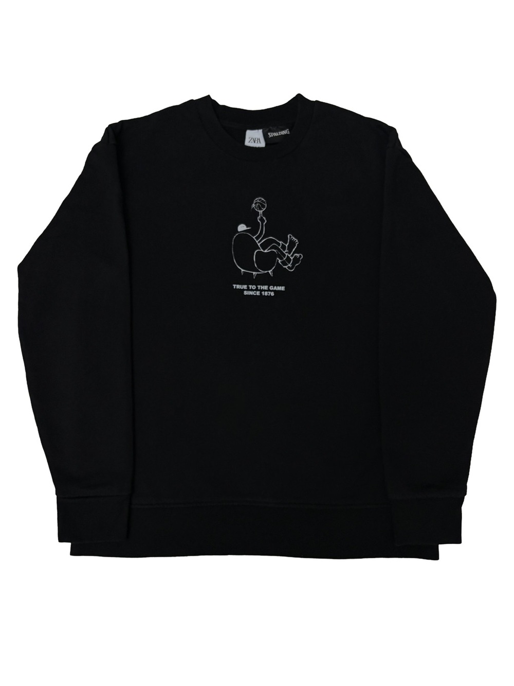 Zara x Spalding Limited Edition Crewneck Sweatshirt Black Men’s M Fits S